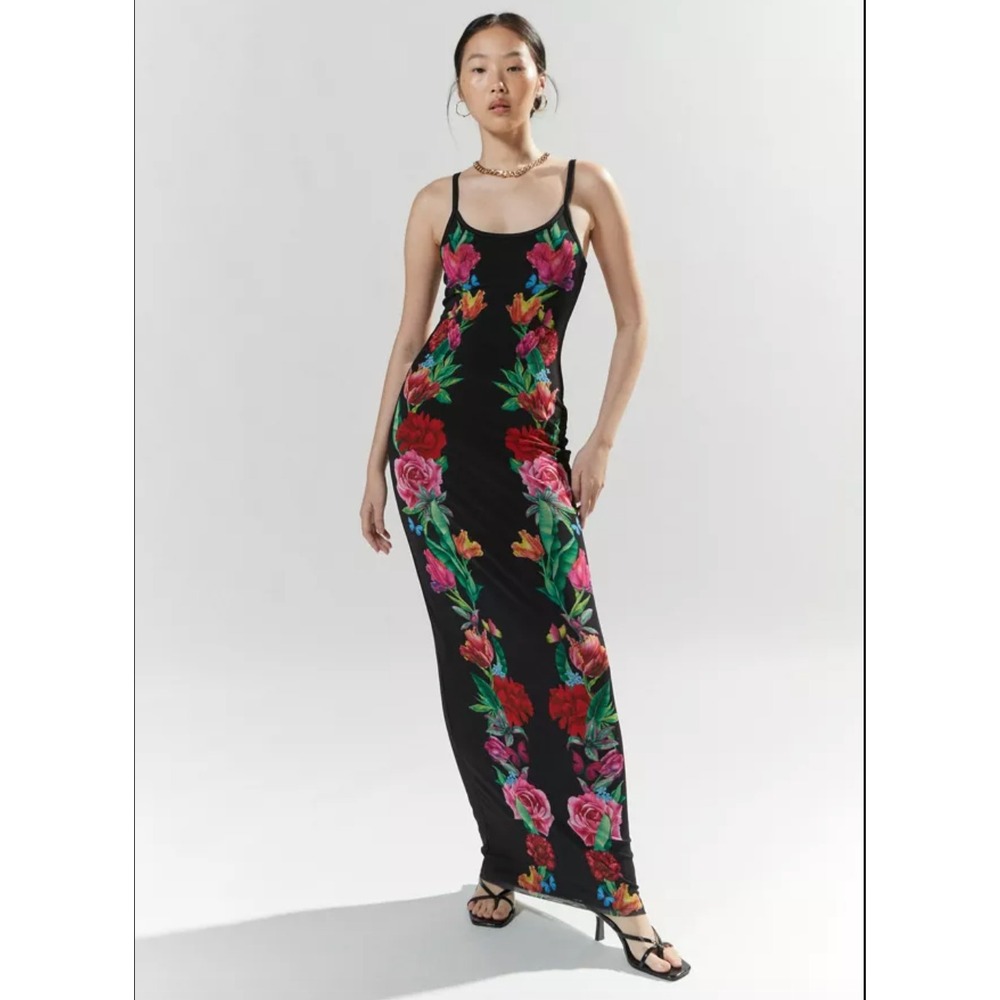 AFRM Ashlyn Mesh Maxi Dress Black Floral Graphic XL - Picture 9 of 9